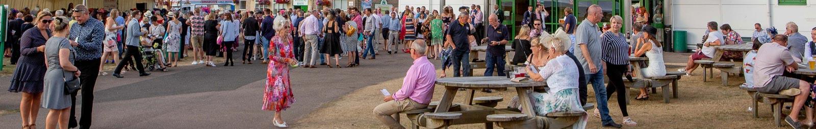 Crowds gathered in front of the Lord Nelson Stand at Great Yarmouth Racecourse.