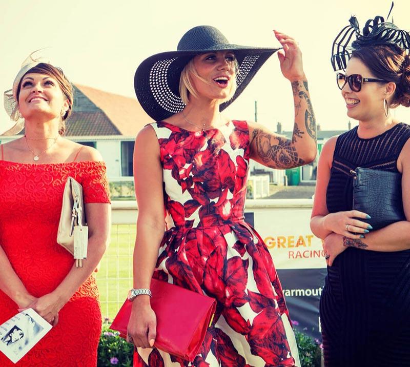 Three ladies enjoying a day out at Great Yarmouth Racecourse