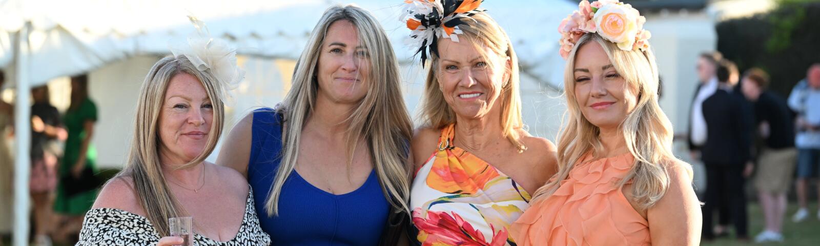 A mall group of ladies dressed up for Ladies Day at Great Yarmouth Races