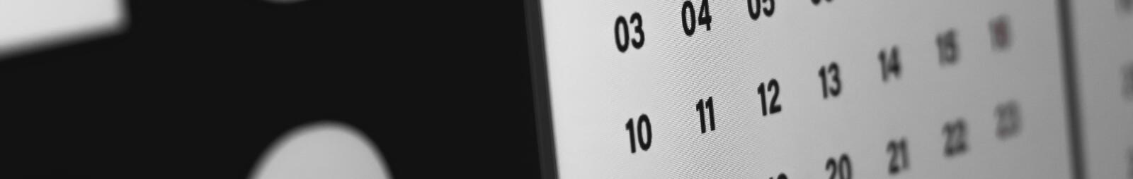 A close up of a calendar