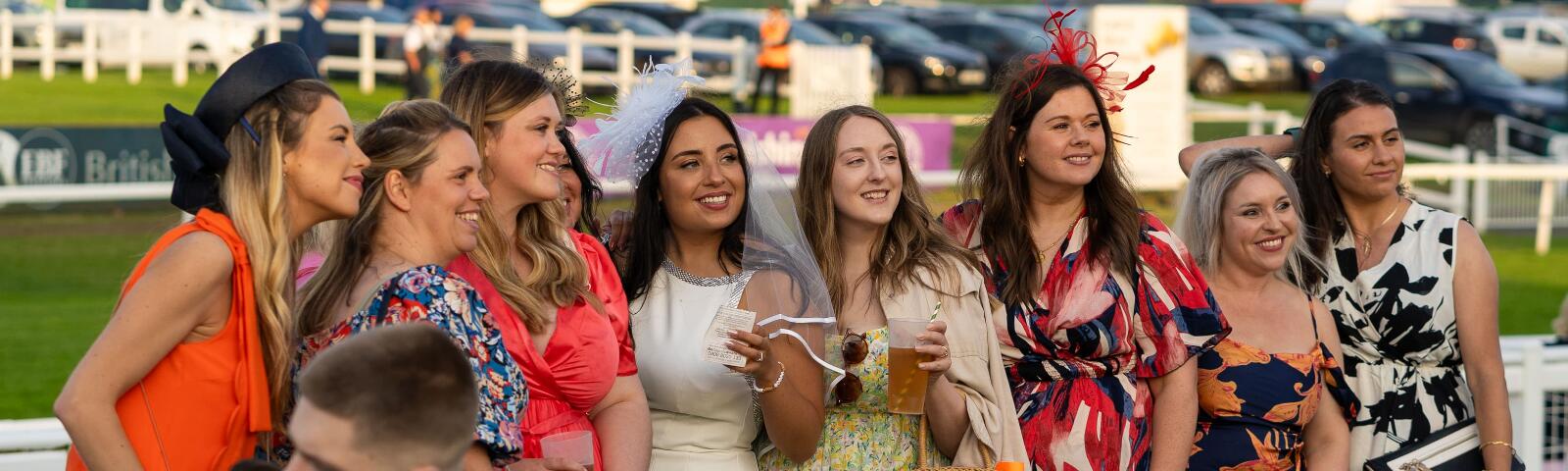 A hen party poses near the trackside at Great Yarmouth Races